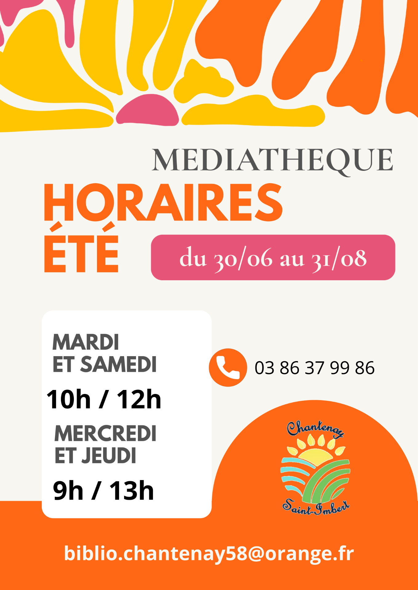 horaires d'été médiathèque